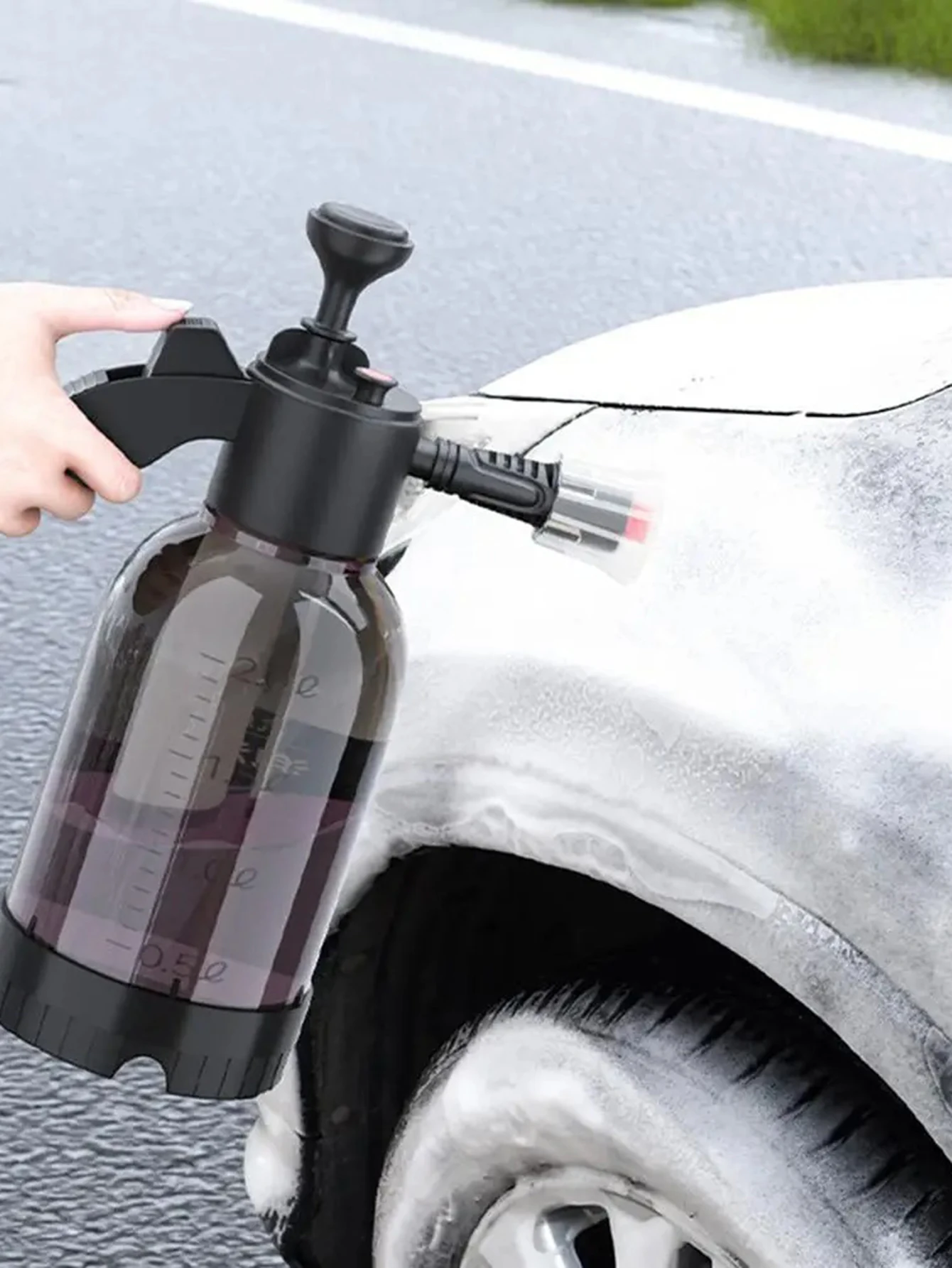 2L Hand Pump Foam Sprayer Pneumatic Foam Cannon Car Wash Spray Bottle Automobile Window Cleaning 3 Types Nozzle Spray