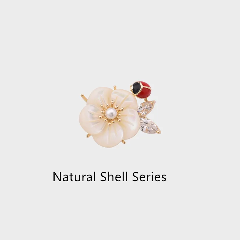 Natural Shell Flower Small Brooch Light Luxury All-Matching Clothes Neckline Fixing Pin Cute Shirt Anti-Exposure Buckle Jewelry