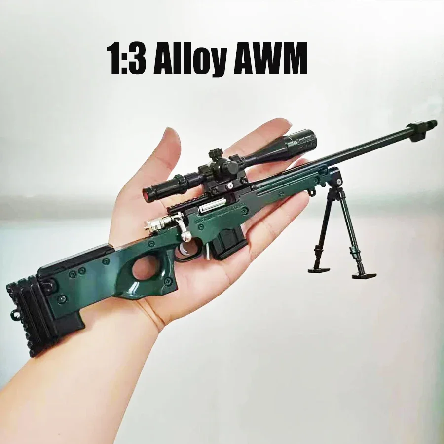 

1: 3 Alloy Mni AWM Sniper Detachable Submachine Gun Model Metal Pistol PUBG Weapon Assembly Toy Boys Gifts