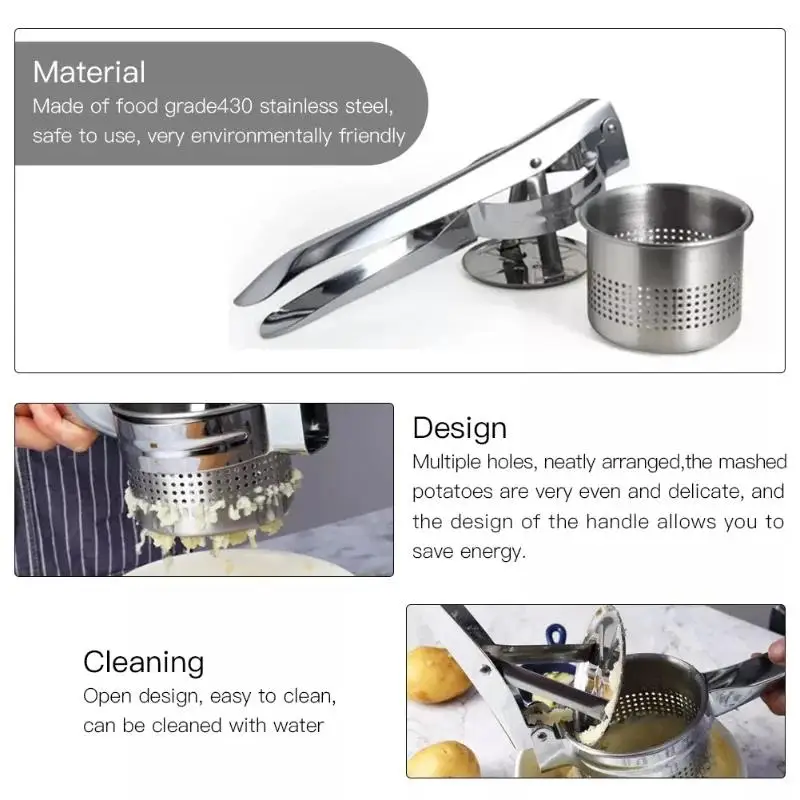 1/2 PCs 2 Styles Stainless Steel Potato Ricer Masher Vegetable Press Juicer Crusher Squeezer Household Kitchen Cooking Tool potato masher