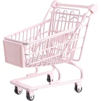 Mini Supermarket Shopping Trolley Cart Kids Shopping Cart Toys Small Grocery Cart Desktop Model Children's Toys Dollhouse Decor 1