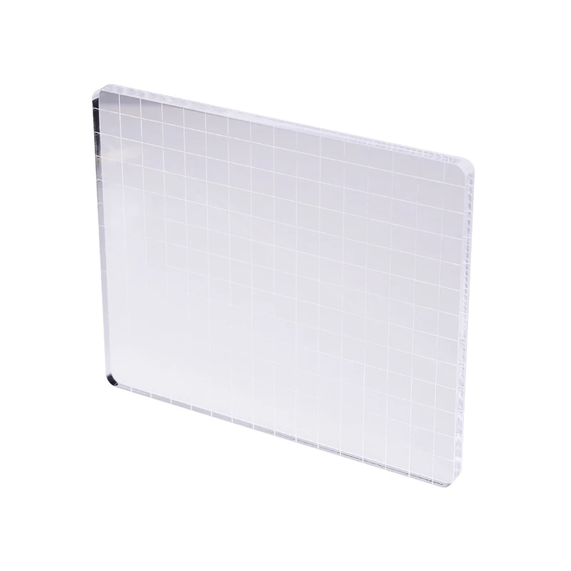 Durable Clear Acrylic Stamp Block with with Grid Lines Transparency Acrylic Block Stamping Tools for DIY Scrapbooking Project
