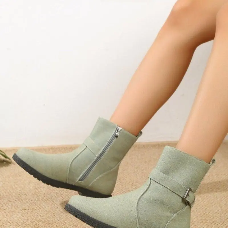 Women Western Ankle Boots Roman Pointed Casual Booties Spring Winter Woman Artificial Leather Short Boot Femal Retro Chaussures