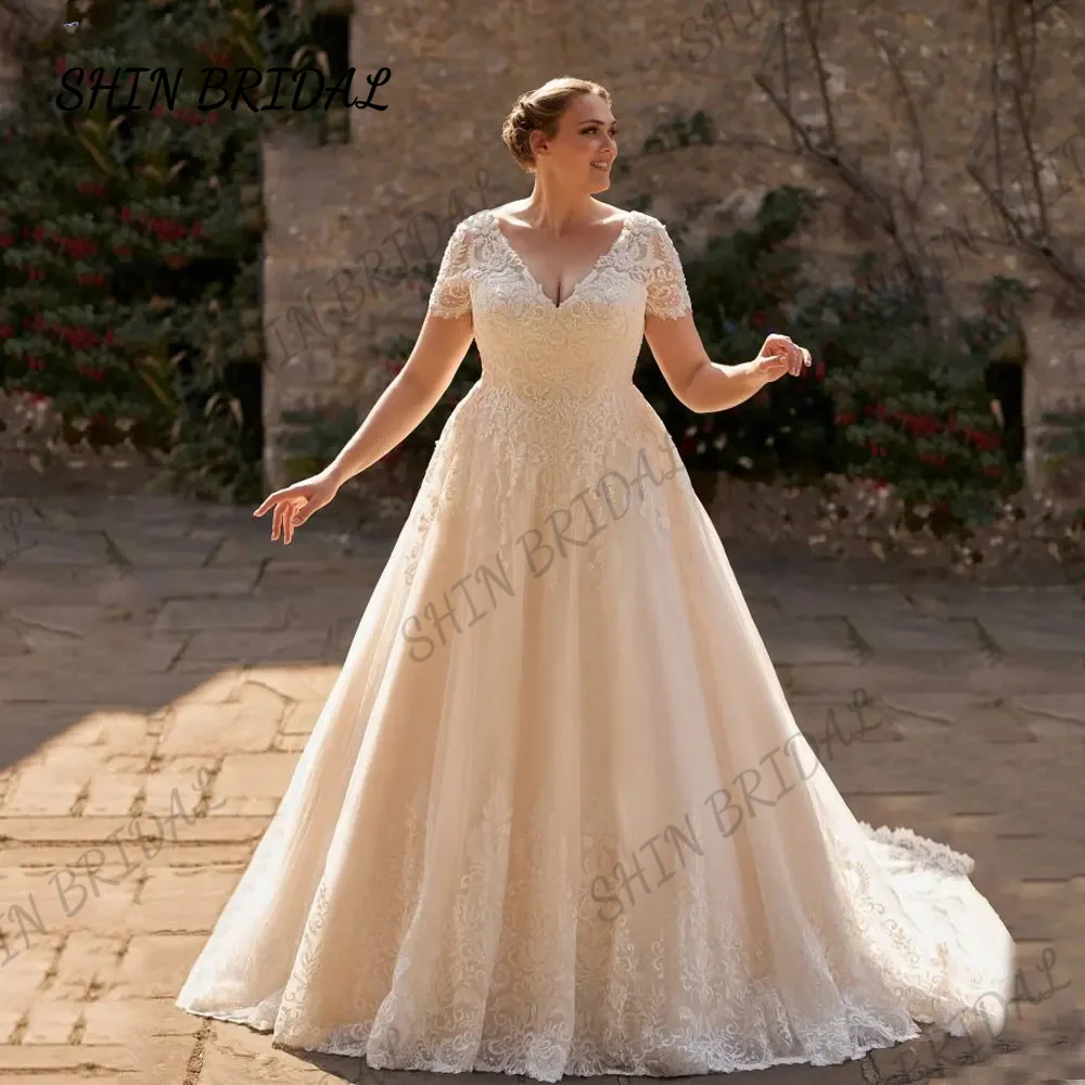 

Женское свадебное платье It's yiiya, белое ТРАПЕЦИЕВИДНОЕ ПЛАТЬЕ С V-образным вырезом и короткими рукавами на лето 2024