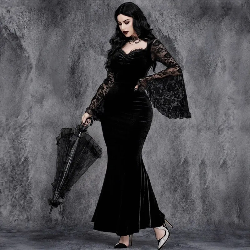 Generisch Halloween Kostüm Damen Karneval Kleider Gothic Kleidung Skelett-Muster Kleid