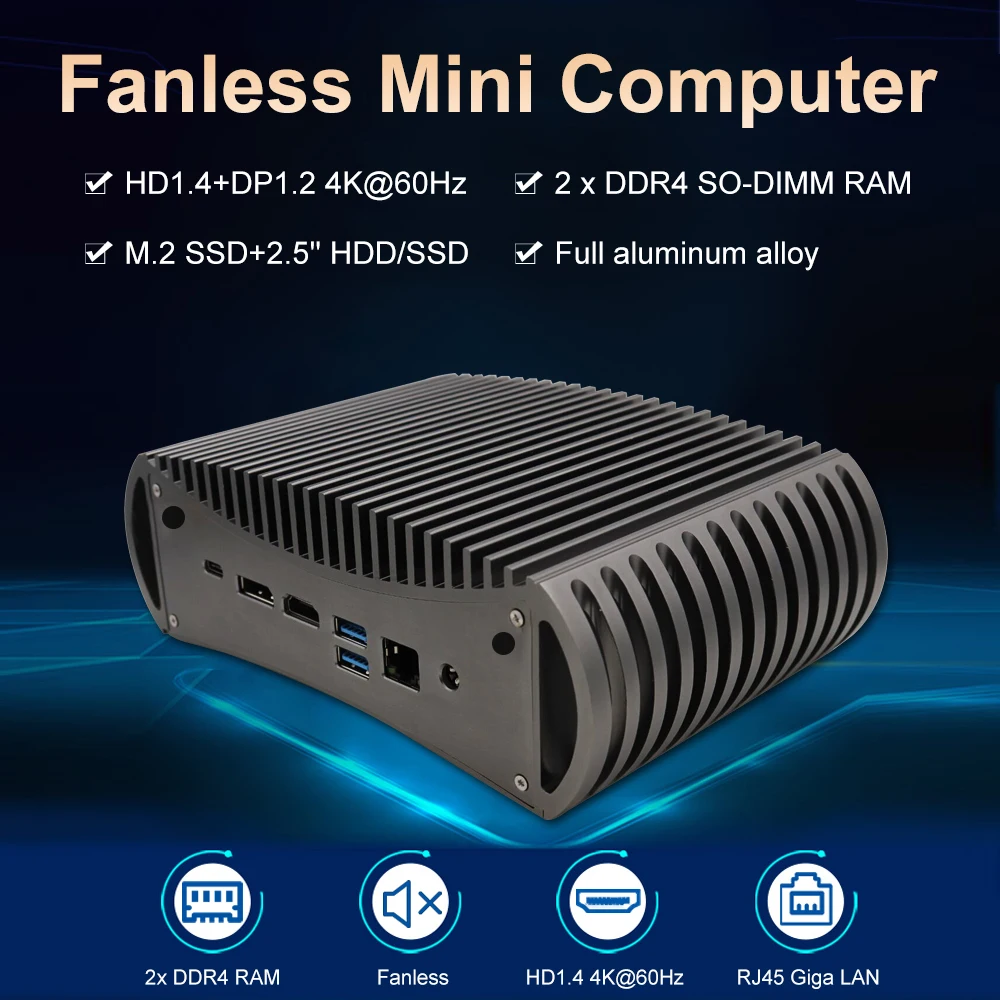Мини-пк Eglobal 10th/11th Gen i5 1135G7/i7 1165G7 без вентилятора карманный размер 7*24 часов работы