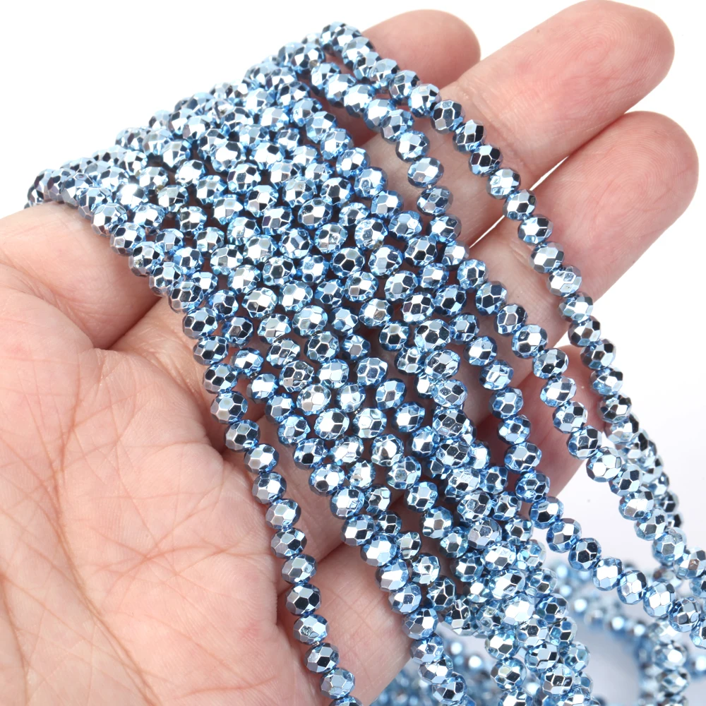 Naturstein 3x4mm facettierte flache galvanisierte Kristalle Edelstein Spacer lose Perlen für Schmuckherstellung DIY Armband Halskette 15“ – Detail 8
