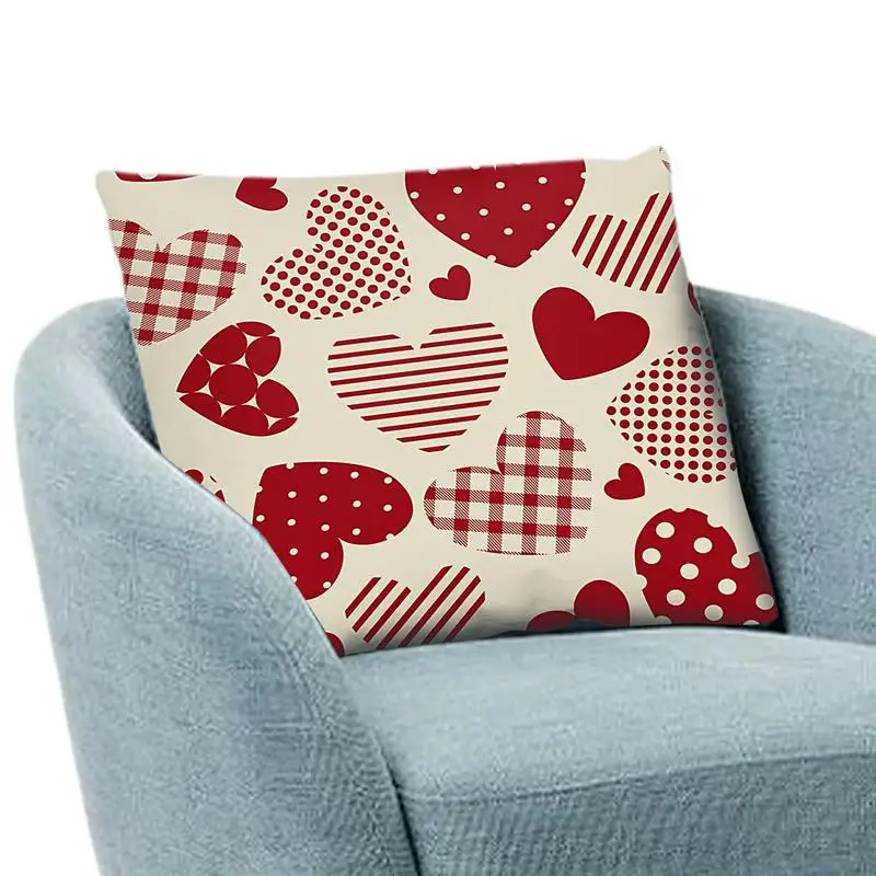 

Heart Pillow Case 18X18 Inch Soft Love Cushion Cover With Love Heart Print Decorative Pillow Covers Happy Valentines Pillow