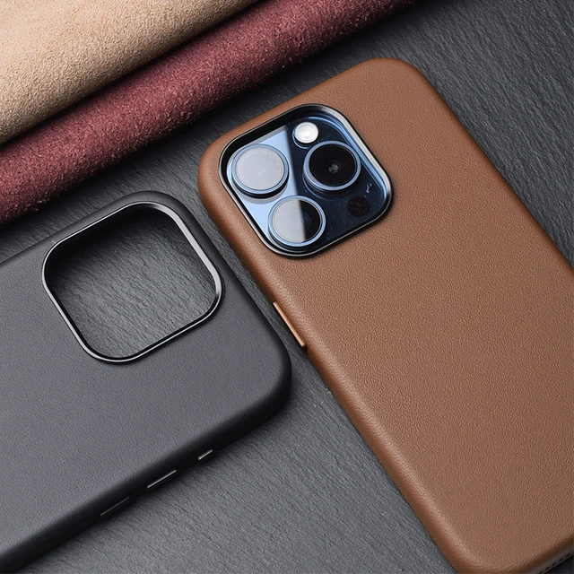 Funda de cuero Nappa italiano para iPhone 15 Pro Max, cubierta trasera de  teléfono de piel