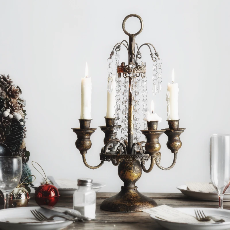

Autumn Table Candle Holder Wedding Gothic Room Decoration Candle Holder Vintage Metal Swieczniki Dekoracyjne Home Decor RR50HD