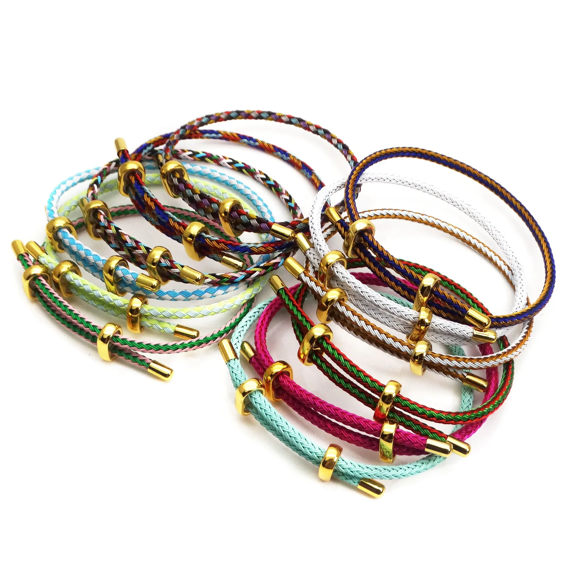 10Pc Luxury Multicolor Fashion Adjustable Bracelet Stainless Steel Wire Waterproof Rope Bracelet Men Women Jewelry Accessories 2