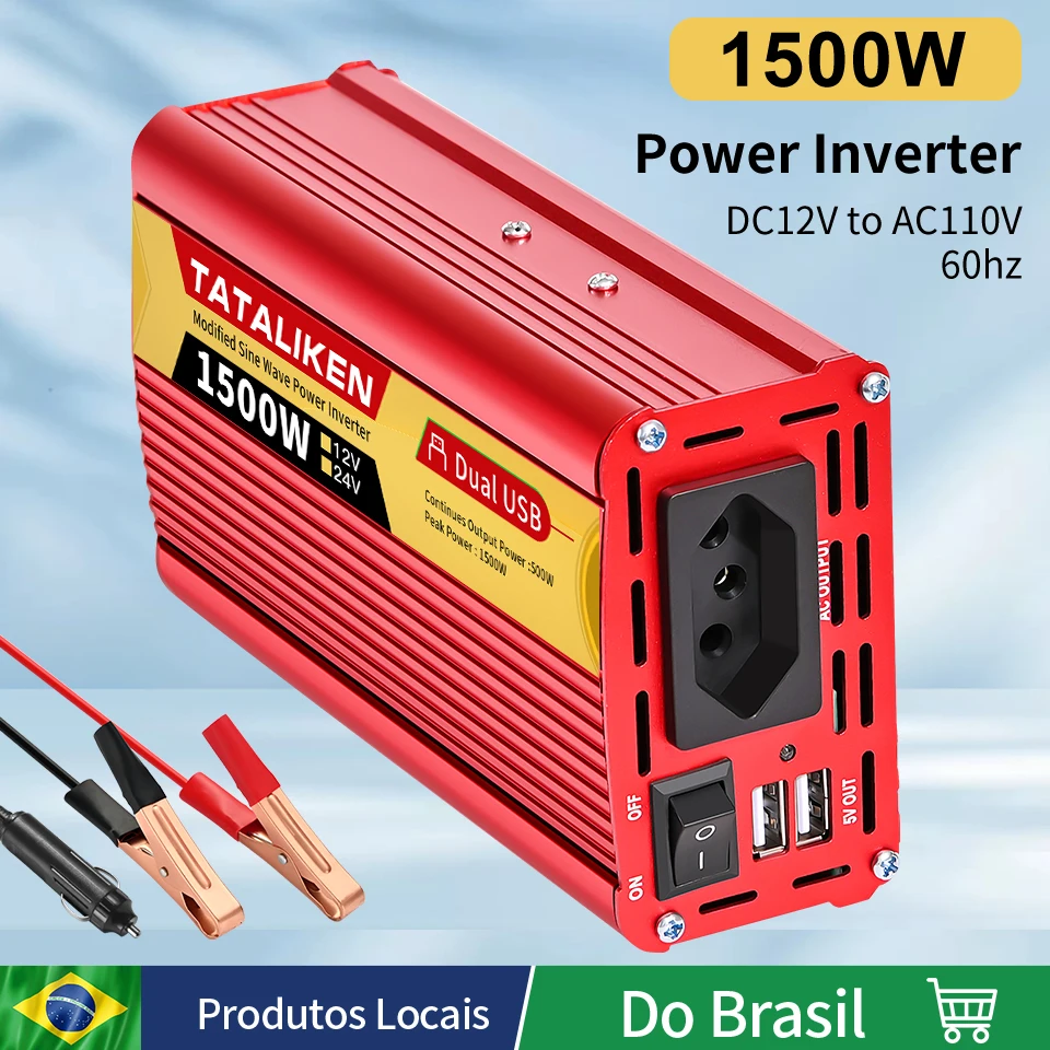 

600W/1500W/2000W/2500W DC 12V/24V to AC 110V/220V Portable Car Power Inverter Charger Converter Brazil Socket Auto accessories