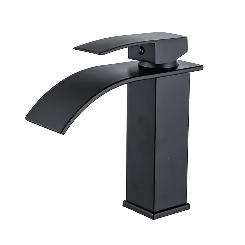 

Black Waterfall Wide Mouth Basin Hot and Cold Water Faucet Wash Basin Bathroom Cabinet Hotel Faucet