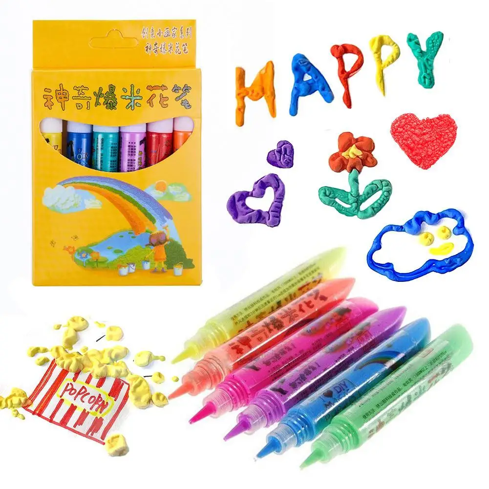 Color Marker Pens 6Colors Popcorn DIY 3D Art