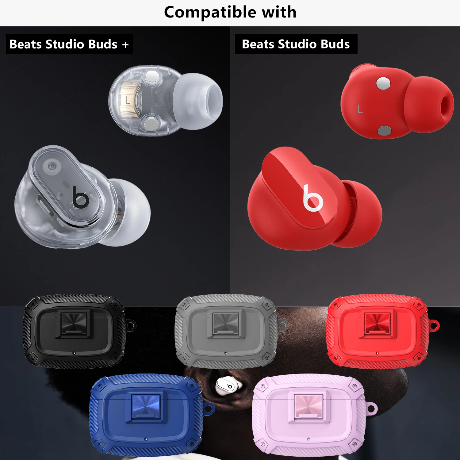 Carbon Fiber Pushbutton Protective Earbud Case Cover