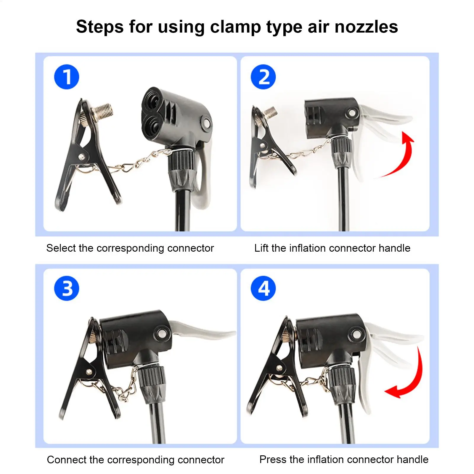 Tire Inflator Air Chuck Locking Air Chuck Bicycle Pump Clip Air Compressor Nozzle Inflatable Tires Air Fittings Pump Accessories