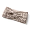 Autumn Winter Solid Knitting 100% Cashmere Women Headband Weaving Cross Soft Warm Hair Bands Girl Hair Accessories High Quality