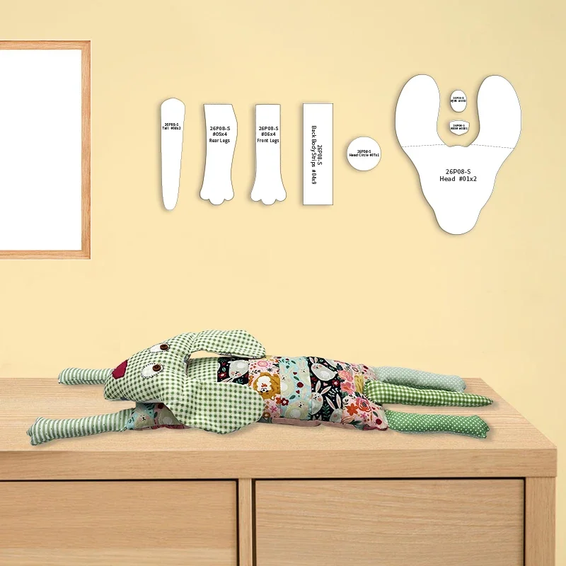 NUBECOM 8pcs DIY Memory Dog Quilting Acrylic Stencil Lying Dog Shape Template Doll Handmade Gift Birthday Decor With Instruction