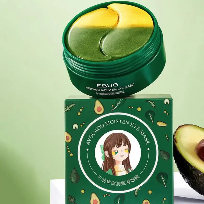 

60pcs Avocado Eye Patches Eye Mask Moisturizing Smooth Skin Desalinating Fine-lines Two-color Eye Patch Korean Skin Care Product