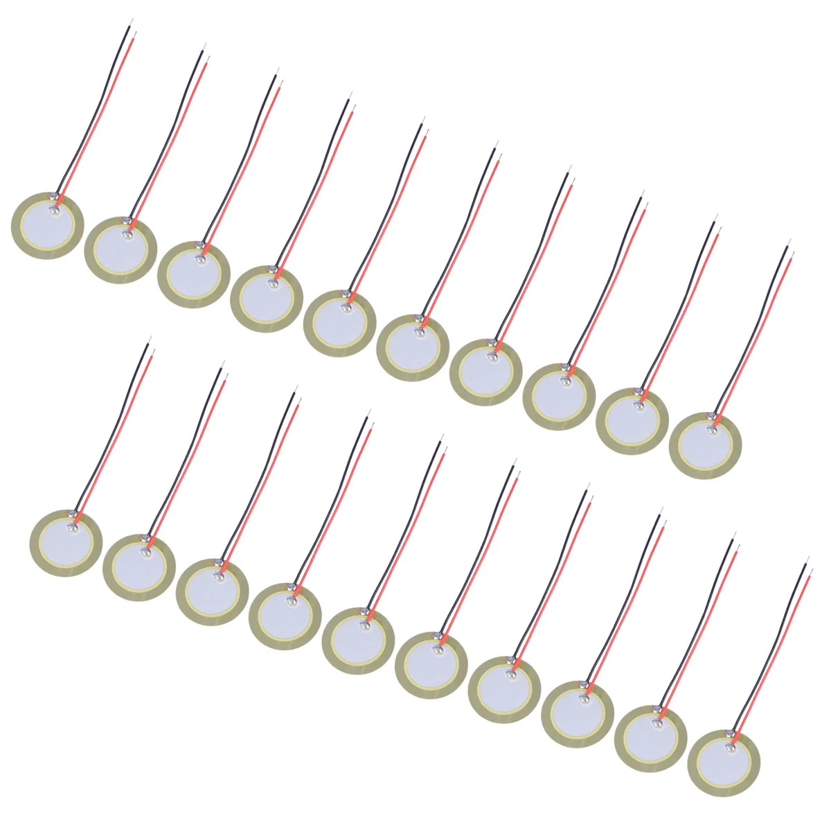 

20PCS 20mm Drum Trigger Diaphragm Elements Buzzer Copper Sheet Piezoelectric Ceramic Chips with Leadwires