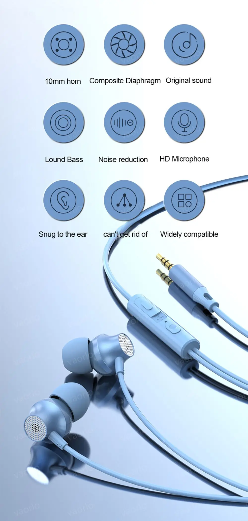 Description Picture 3 of itemDigital Chip Wired Earphone 3.5mm AUX/Type C 9D HiFi Surround Heavy Bass In-Ear Headsets For Samsung Huawei Iconic Brand OPPO iPad PC