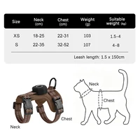 Escape-Proof Cat Harness with AirTag Holder Lightweight Reflective Adjustable Kitten Vest Harness for Outdoor Walking Active Cat 6