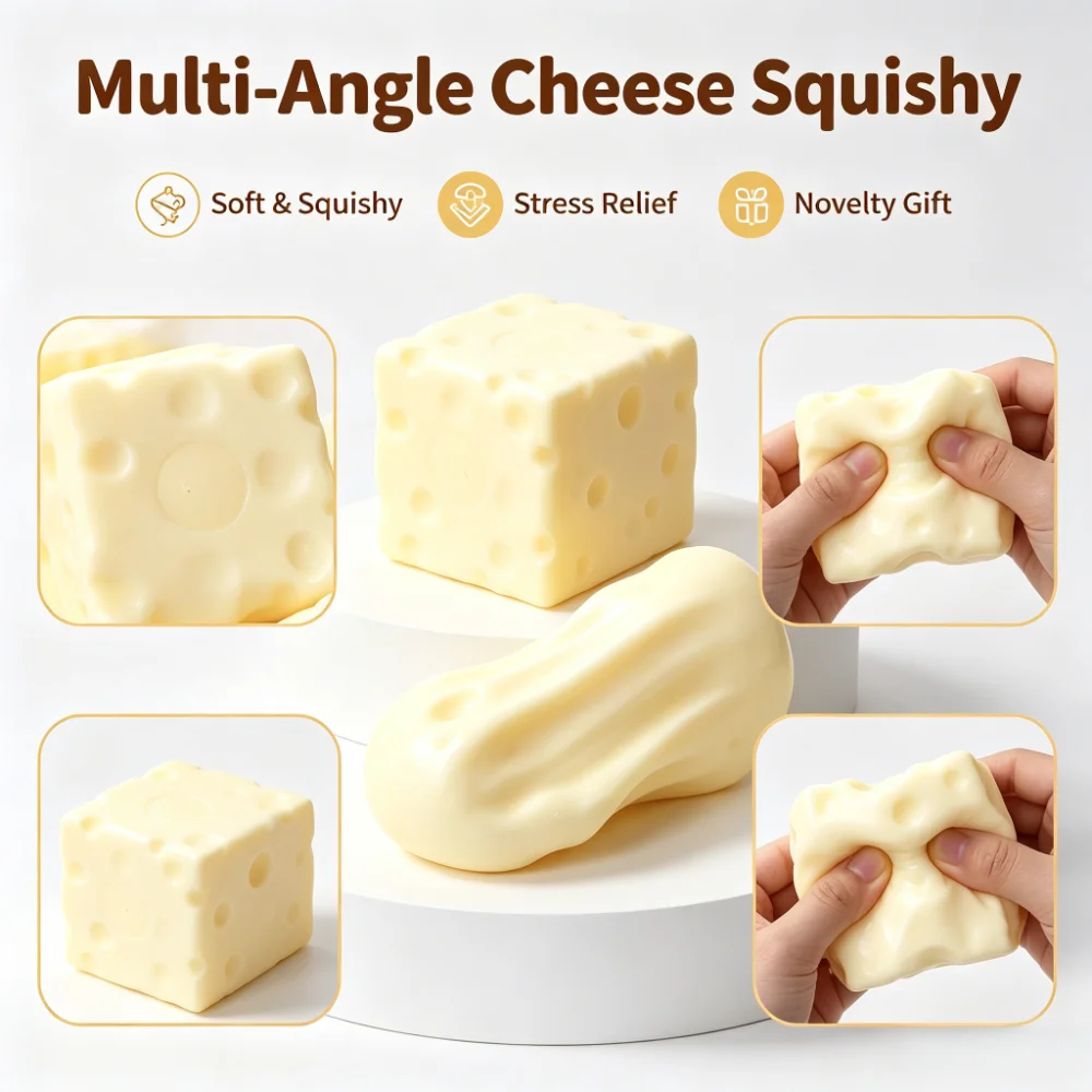 Cheese Squishy Slow Rising Stress Relief Toy for Adults - Fun Party Favor Gift