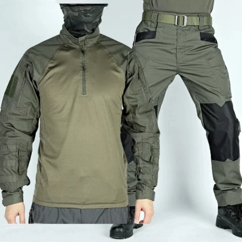 Long Sleeve T Shirt Tactical Frog Suit Men Outdoor Sports 2 Pieces Sets