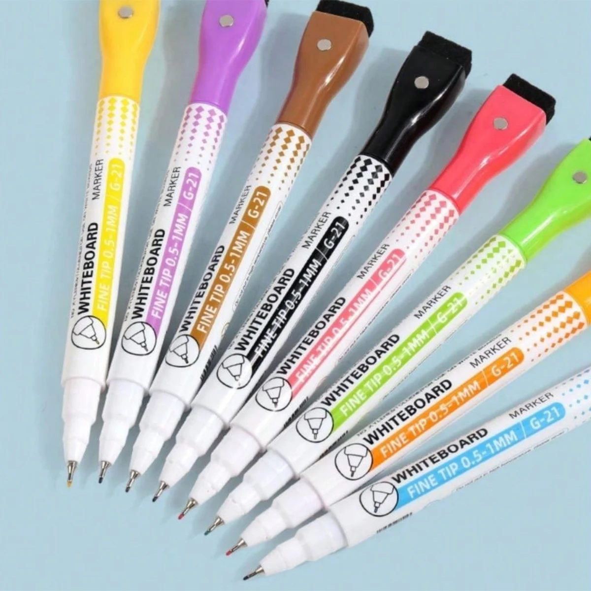 8pcs 0.5mm Magnetic Dry Erase Markers Color/Black Whiteboard Marker Pen Office School White Board Stationery Extra Fine Pens marker pens