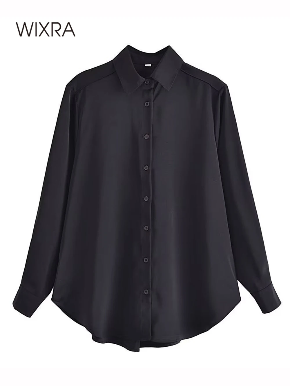 

Wixra Women Spring Shirts Turn Down Collar OL Solid Long Sleeve Casual Classic Basic Style Blouse All Match Top