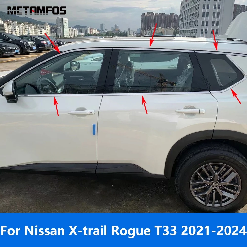 

Автомобильные аксессуары для Nissan X-trail, Xtrail, Rogue T33, 2021, 2022, 2023, 2024, наружная верхняя, нижняя, оконная рамка порога, облицовка, сталь