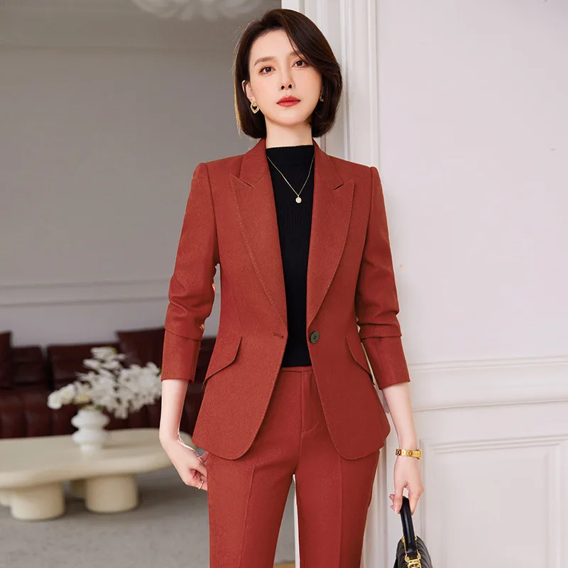 

High Quality Fabric Pantsuits Blazers Femininos for Women Autumn Winter Formal Professional OL Styles Business Work Wear Suits