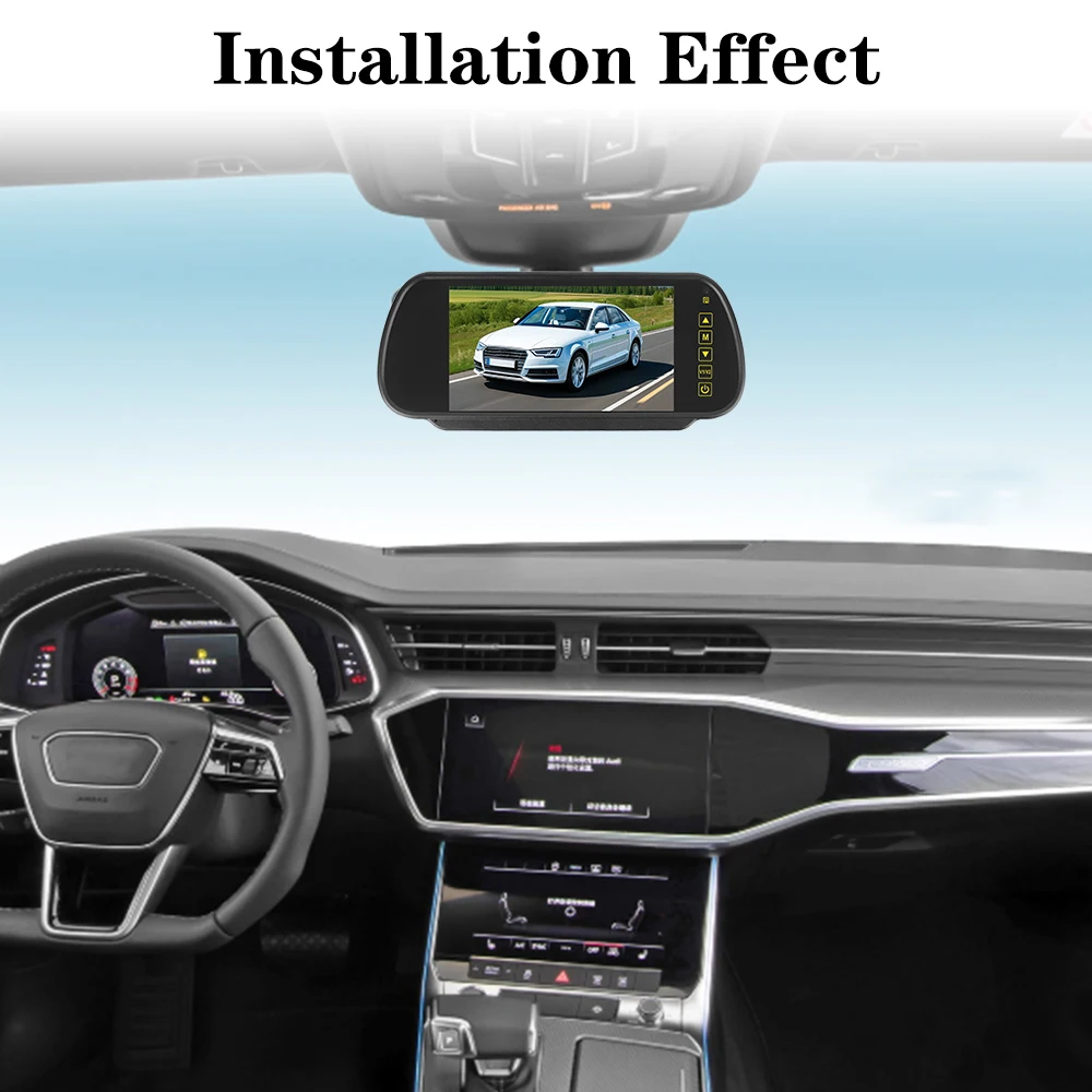 7 Inch Screen Auto Parking Assist HD Video Support 12V/24V Car Rearview Mirror Display LED Rearview Monitor Reverse Priority