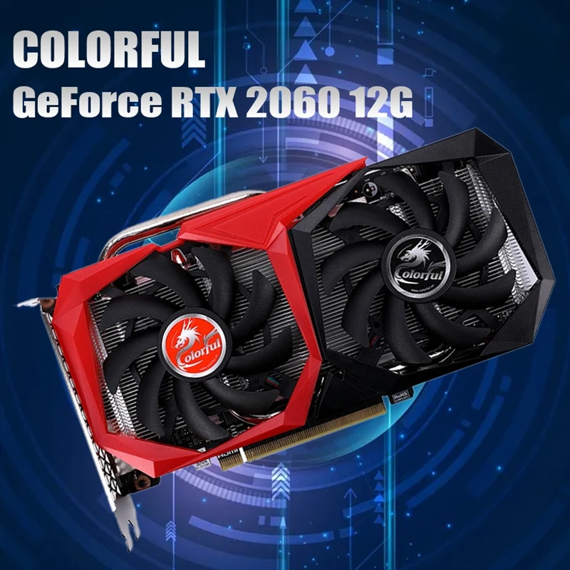 

Видеокарта Geforce RTX 2060, 12 Гб, GDDR6, 1470 бит, 12 нм, 14 Гбит/с, 1650 МГц, МГц, видеокарта DP + HD + DVI