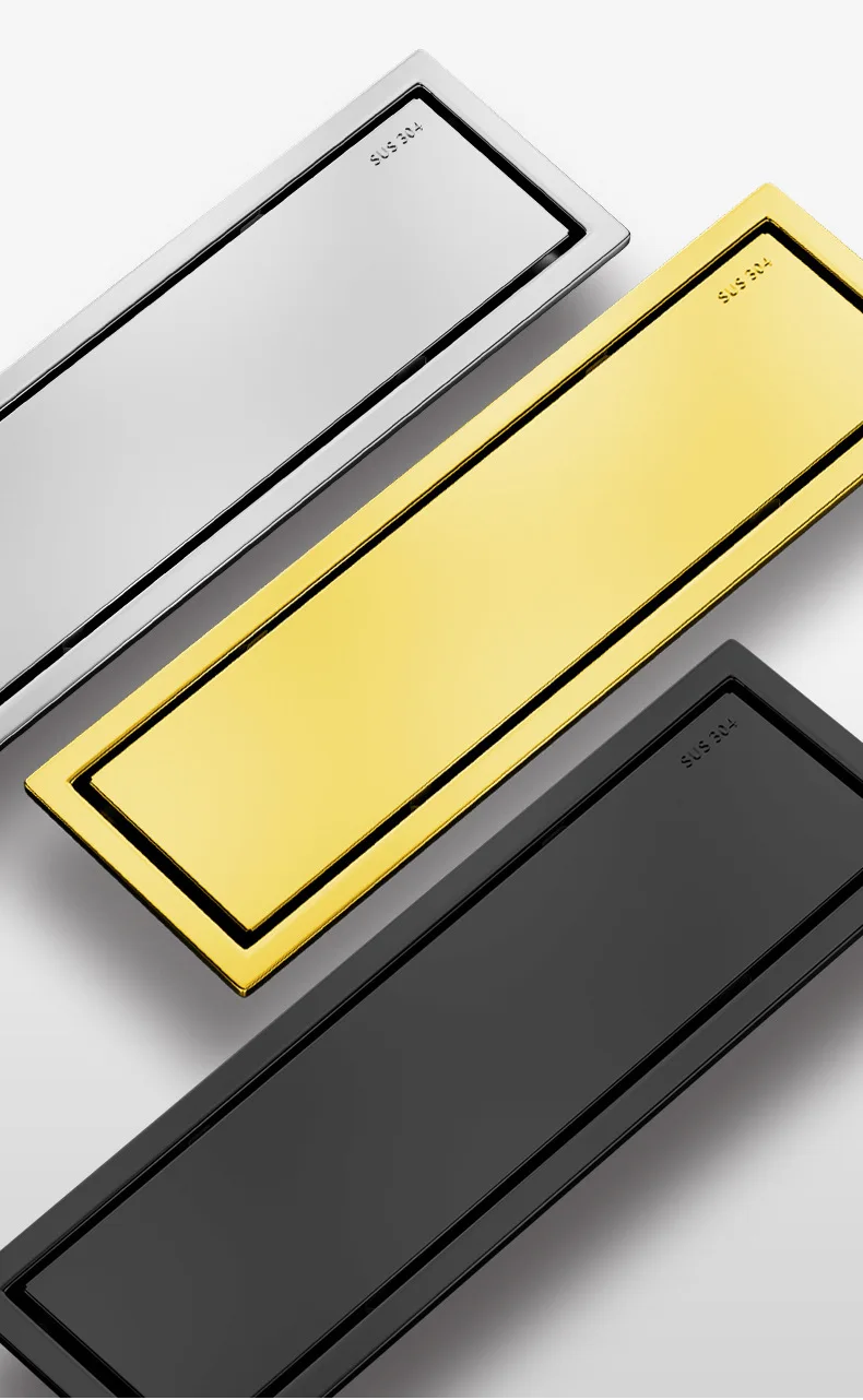 Floor Drain 20/30/40/50cm Stainless Steel Bathroom Shower gutters Gold Black Invisible Tile Floor Drains floor drain,shower drain