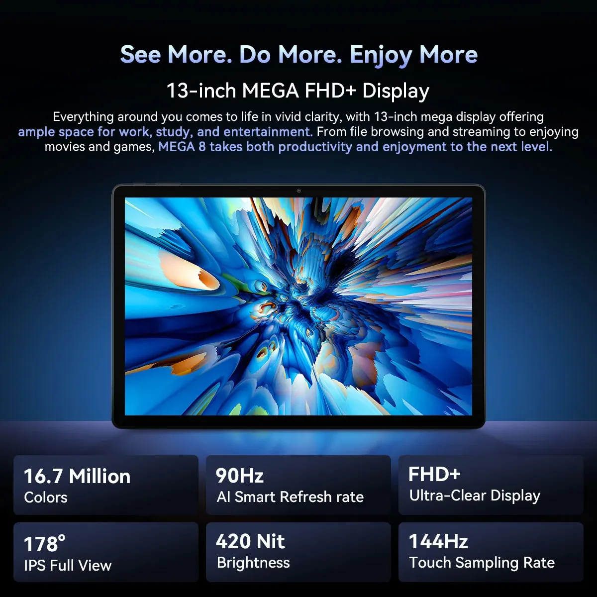 OSCAL Blackview MEGA 8 Tablet 11000mAh 13-inch FHD+ Display Unisoc T620, 12GB+24GB RAM 512GB ROM, 50MP Android 15, 4G Tablets PC