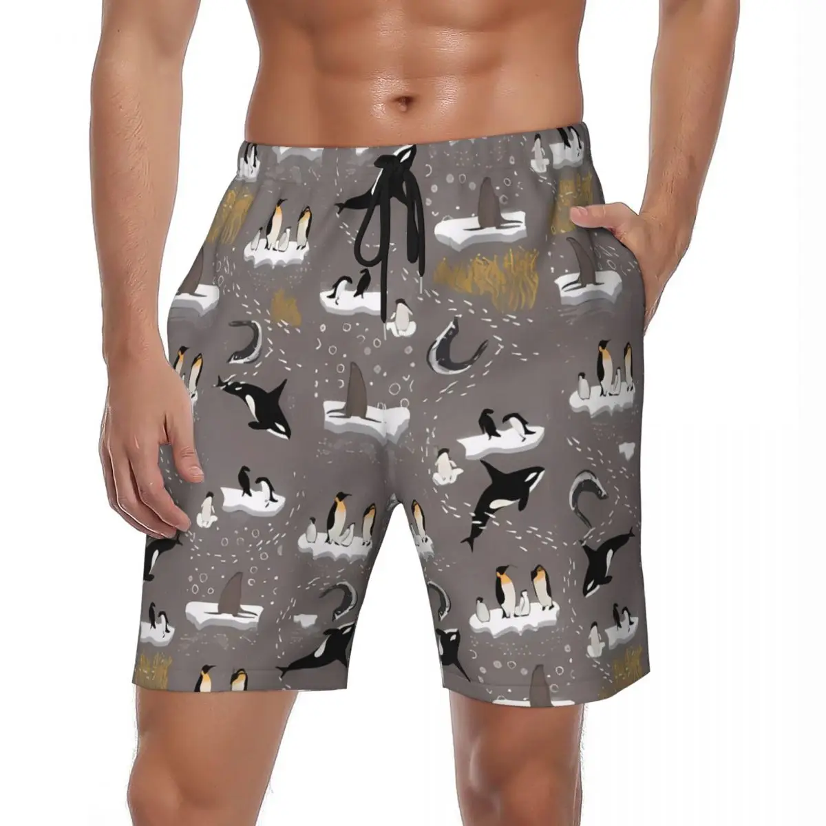

Bathing Suit Penguin Ctue Animal Board Shorts Summer Hawaii Fashion Beach Short Pants Men Sports Surf QuickDry Beach Trunks