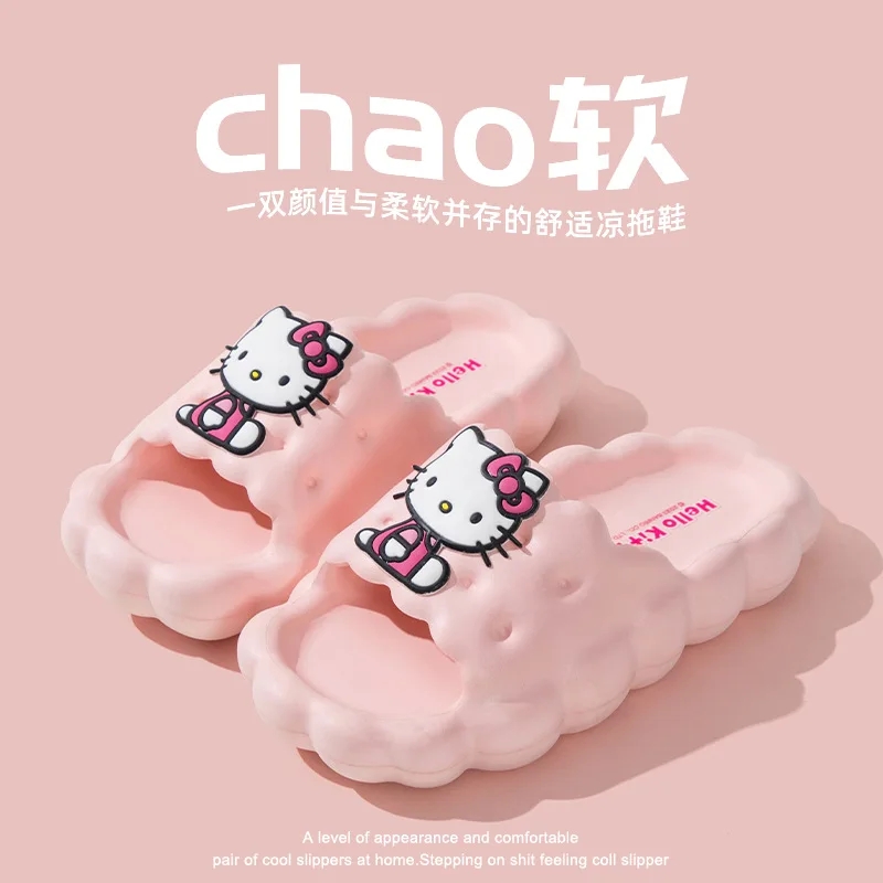 Sanrio Slippers Hello Kitty  Cinnamoroll Kuromi Slippers Kawaii Women Indoor Slippers Comzy Anti-Slip House Flat Slipper 6
