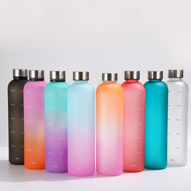 1pc Plastic Water Bottle, Modern Gradient Color Portable Water Bottle For  Home