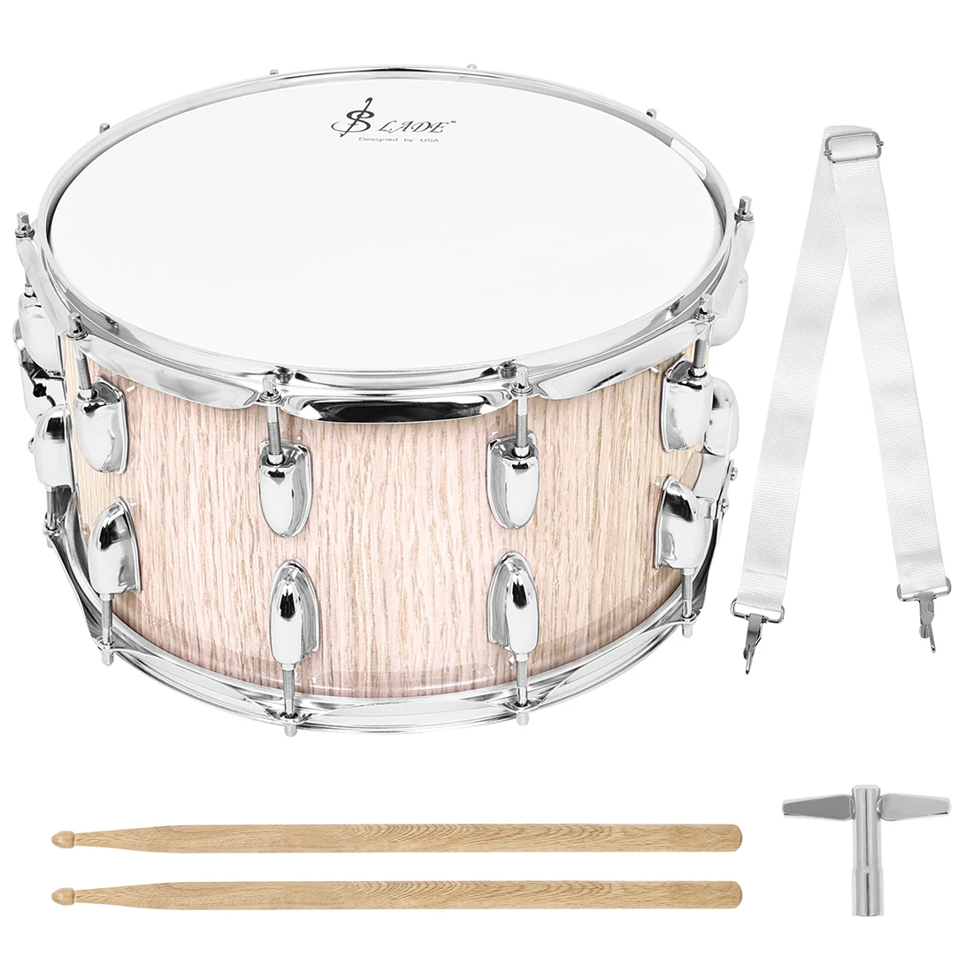 SLADE 14x8 Zoll Snare Drum Set Percussion Instrument Drum Set mit Drumsticks Schultergurt Drum Key für Studenten Anfänger – Detail 14
