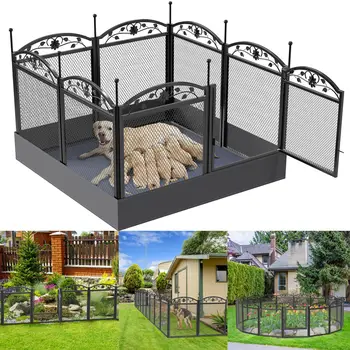 Dog Playpen Fence Detachable Play Pen Exercise Puppy Kennel Cage Dogs Supplies Dog Fences 8 Panels with Waterproof Fertility Pad 2