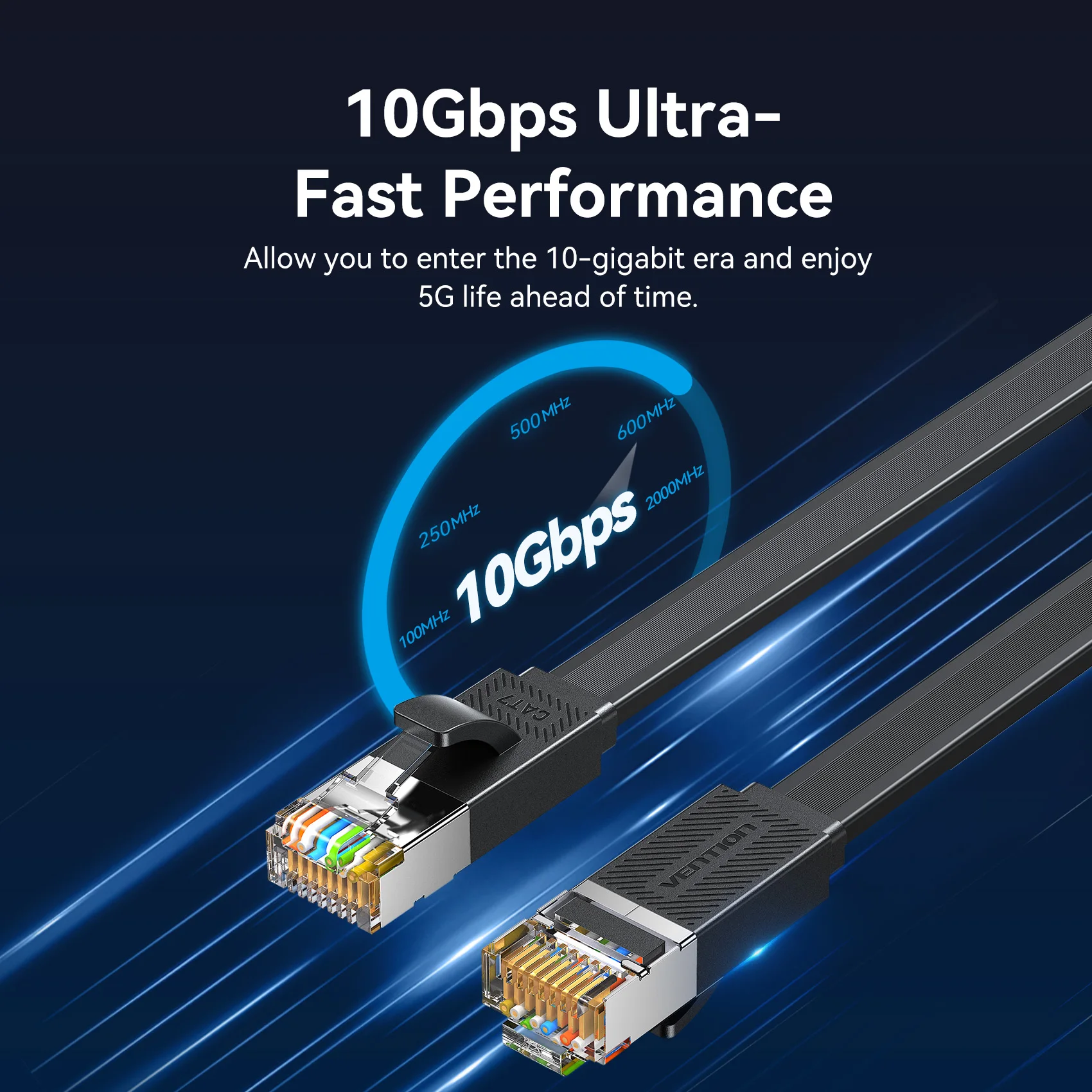 Vention Cat 7 이더넷 플랫 케이블 고속 기가비트 RJ45 LAN 케이블 노트북 라우터 이더넷용 10Gbps 네트워크 케이블 패치 코드