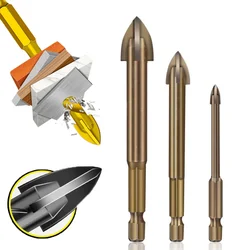 Jeu de forets pour carreaux hexagonaux croisés de 3 à 12mm, perçage pour verre, céramique, ouvre trou de béton, brique, alliage dur, Triangle, Kit d'outils 