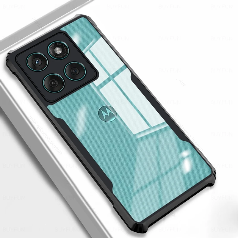Transparent Acrylic Back Cover with TPU Soft Frame - Shockproof Armor Case