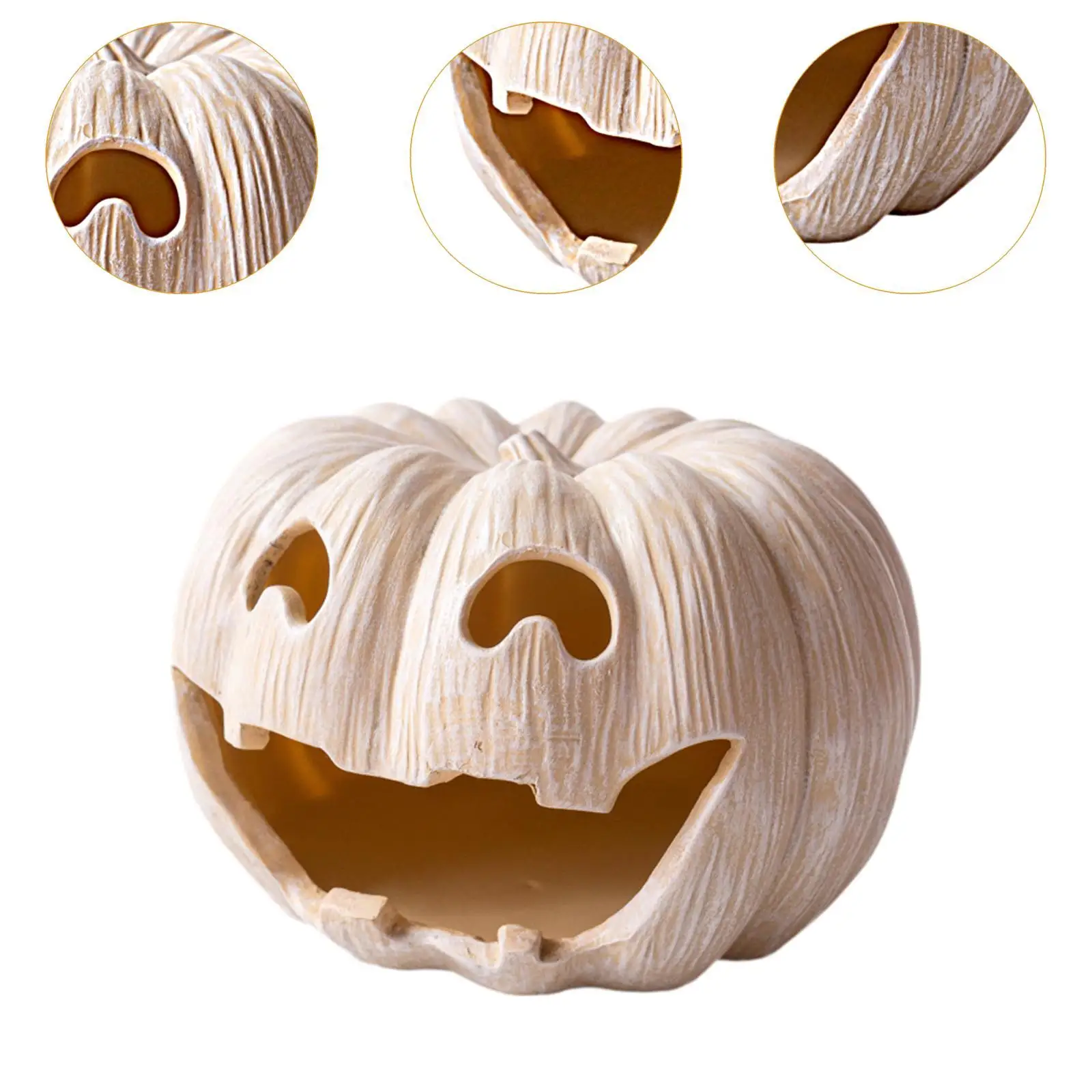 Pumpkin Tealight Candle Holder Resin Candlestick Table Centerpiece Lantern Halloween Decoration for Fireplace Mantel Festival