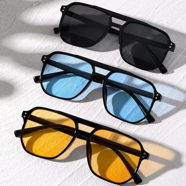 Vintage hommes femmes grandes lunettes de soleil hommes nuances carrées marque concepteur unisexe lunettes de soleil lentille noire mâle femme lunettes de soleil UV400 1