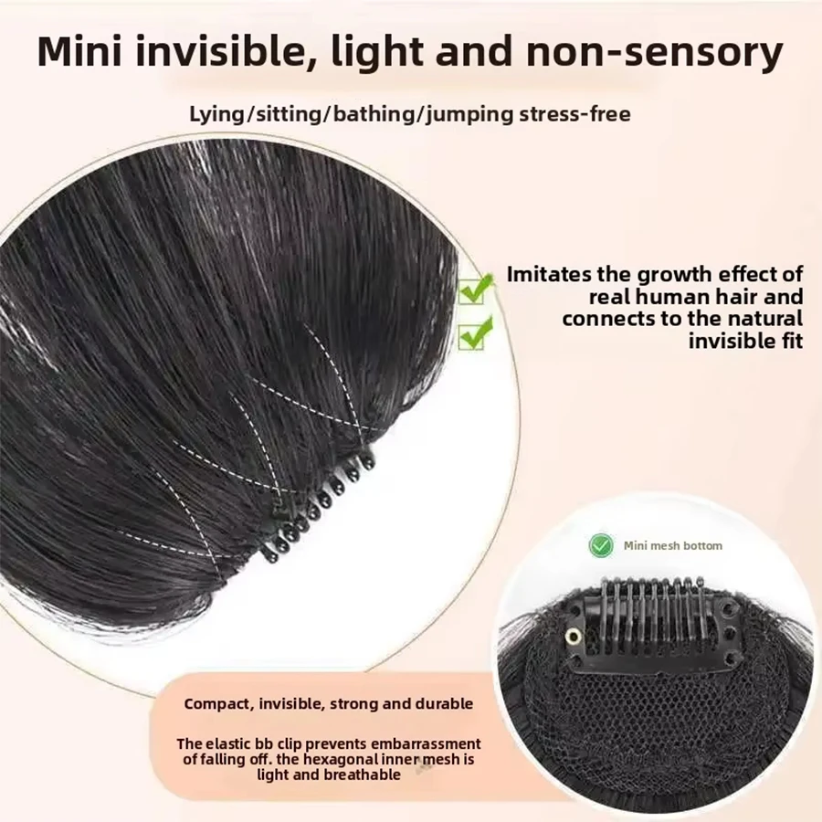Synthetic Air Bangs Hairpiece Women Mini Fake Bangs Black Brown Hairpiece Extension For Girls