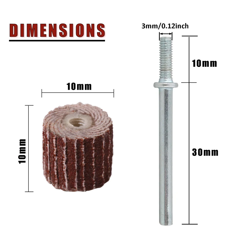 Flap Wheel Sanding Set For Dremel & Die Grinders - 1/8" Shank, 1.25" Diameter, 80 Grit (5/10/20 Pc)