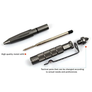 Outdoor Stainless Steel Glass Breaker Pen Student Pen Tactical Anti Skid Portable Self Pen Survival Kit Pens 6