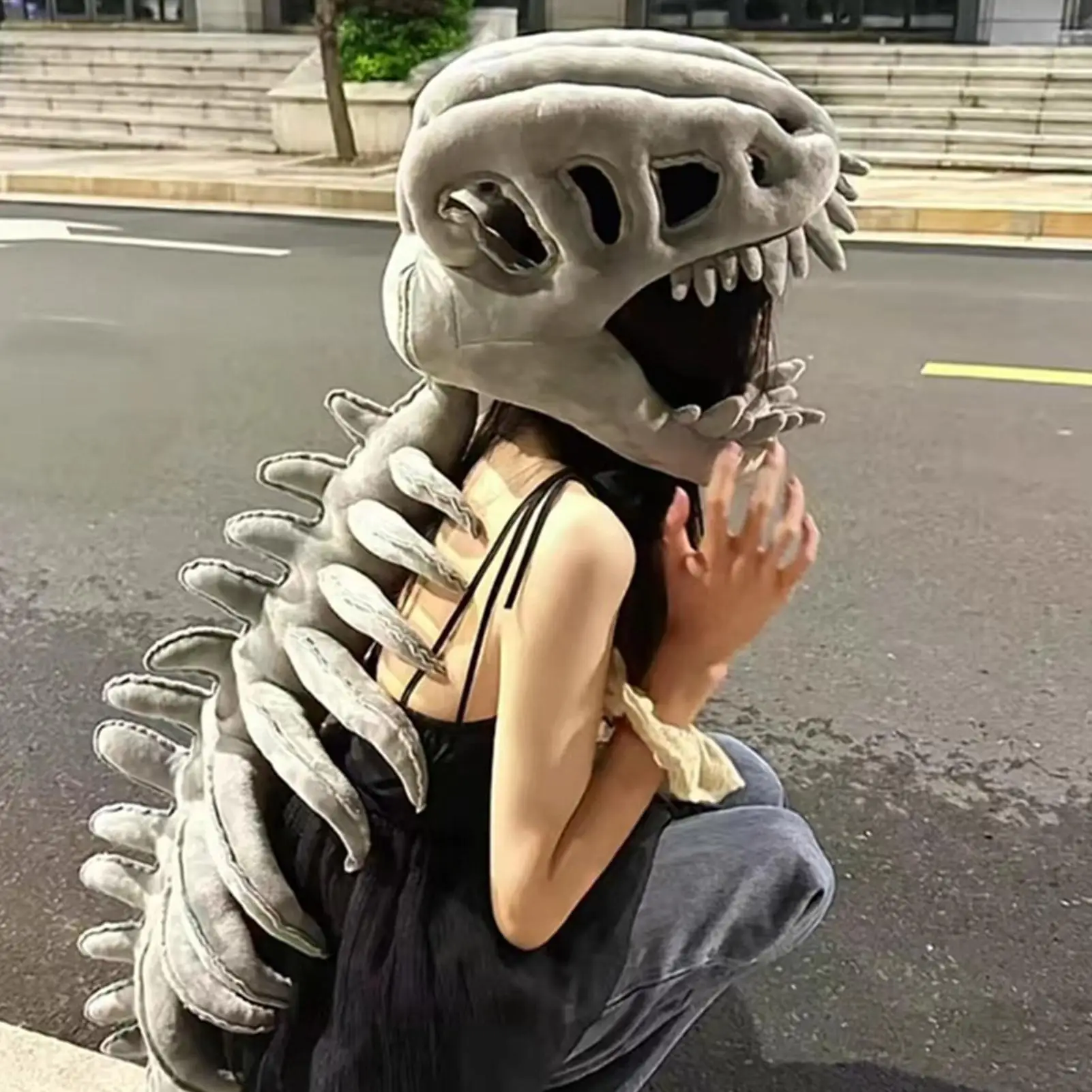 85cm/115cm 플러시 공룡 해골 의상 부드러운 인형 공룡 해골 장난감 할로윈 코스프레 의상 어린이 성인 파티용